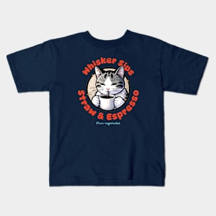 Whisker Sips Coffee Cat Charm Kids T-Shirt